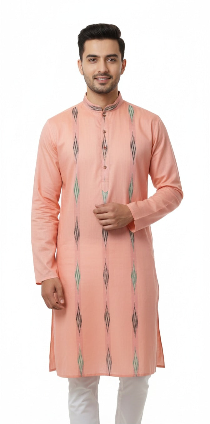 Peach or light, salmon-colored dress material for men