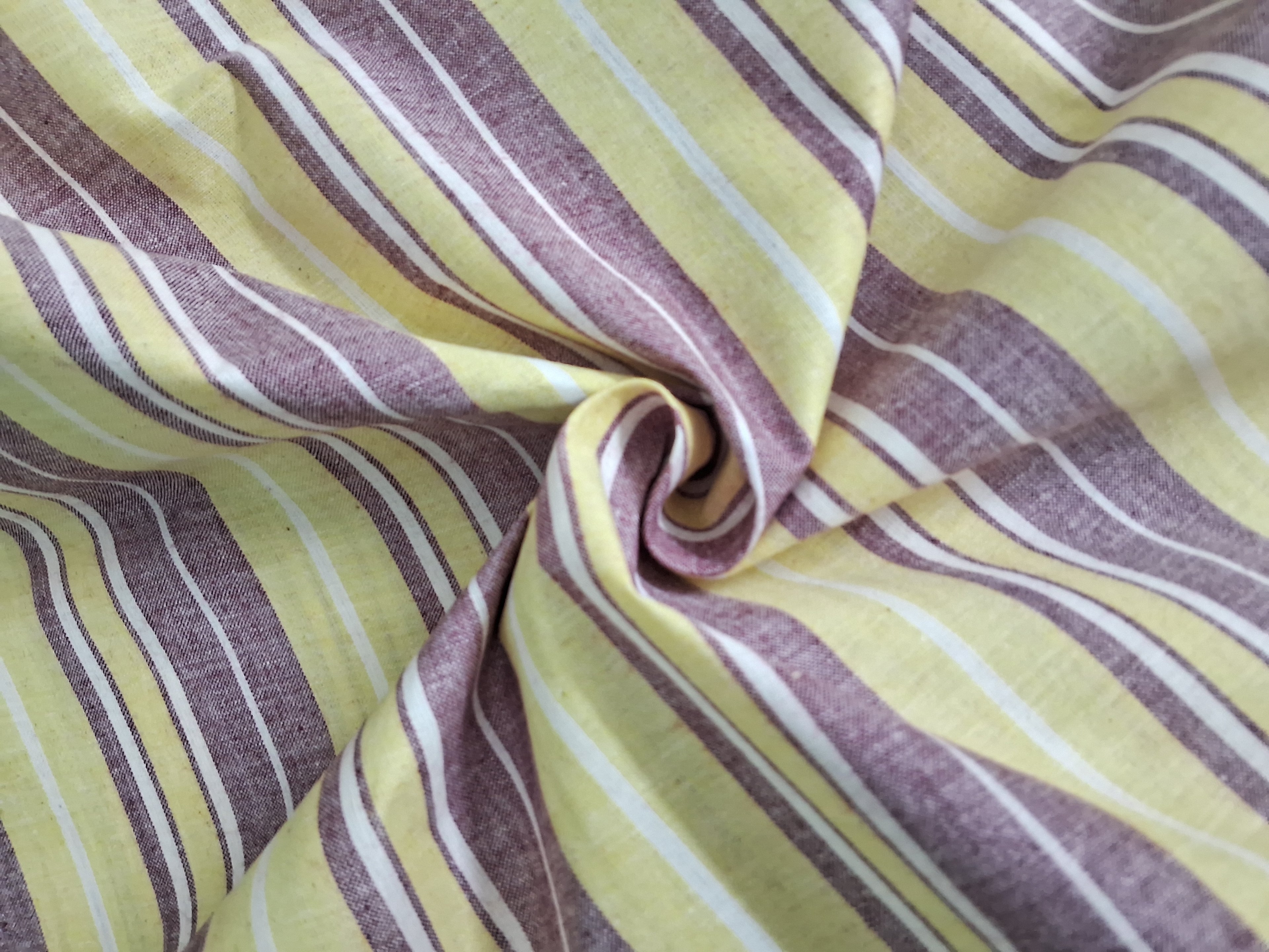 WHITE ,YELLOW & MAROON STRIPES PURE COTTON DRESS MATERIAL FOR MEN