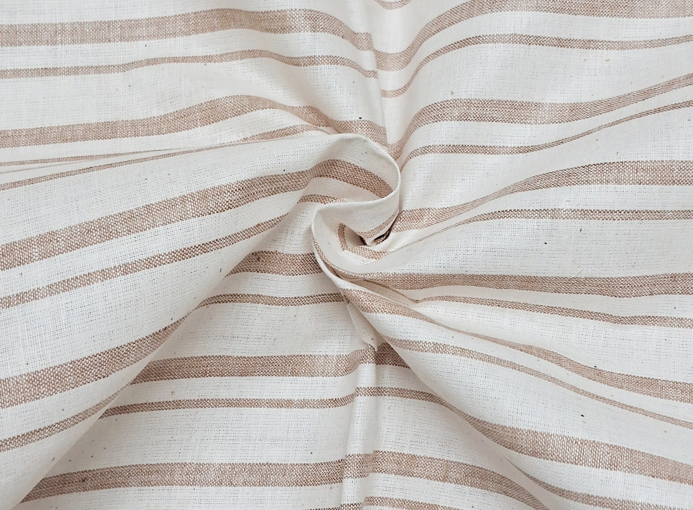BEIGE & WHITE COTTON STRIPES PURE COTTON DRESS MATERIAL FOR MEN