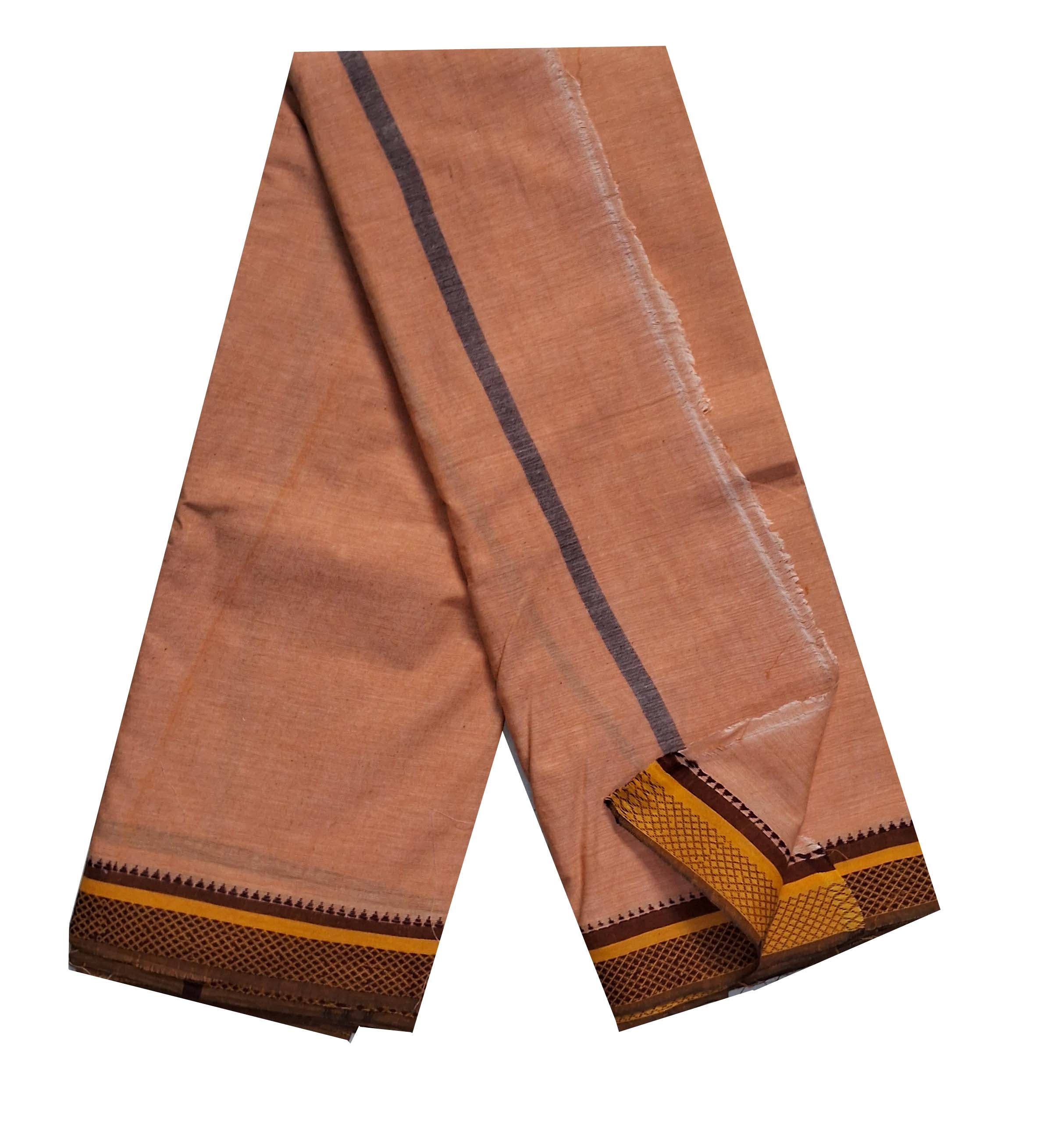 LIGHT BROWN COLOUR COTTON DHOTI & ANGAVASTRA SET FOR MEN