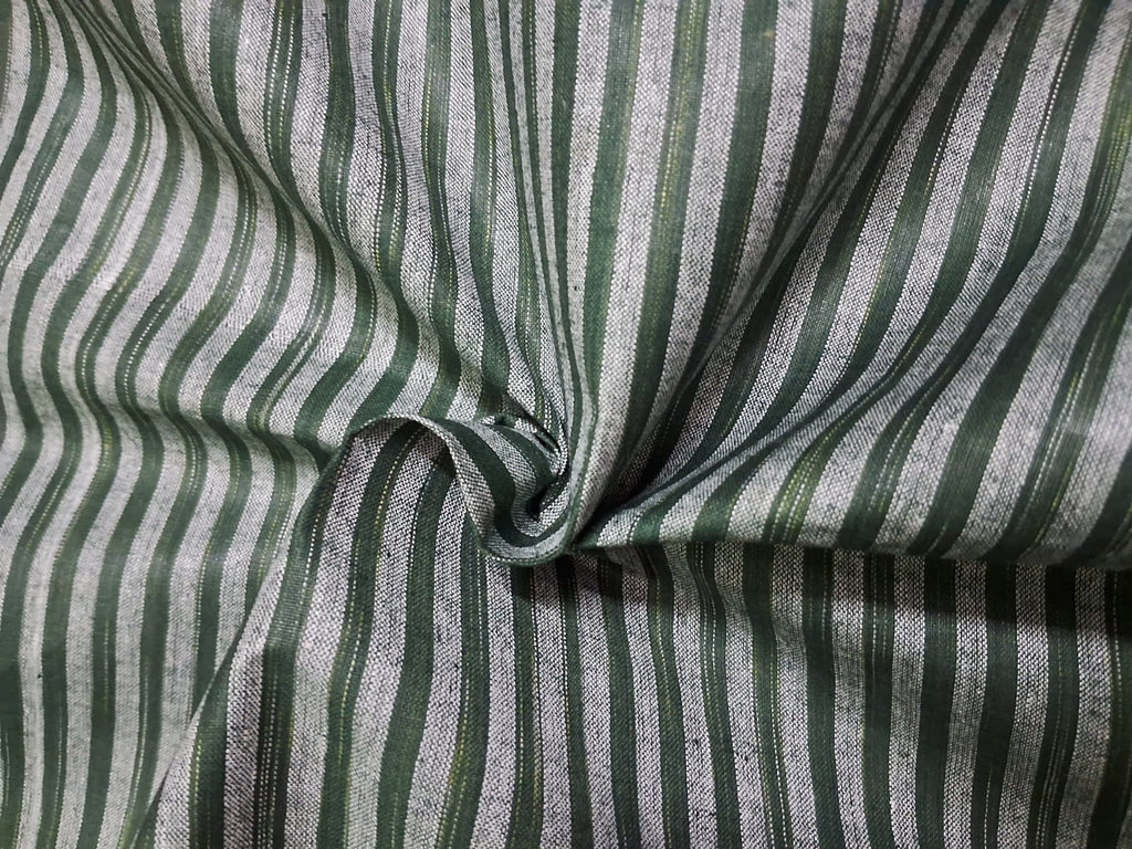 ASH COLOUR & GREEN STRIPES COTTON ST DRESS MATERIAL FOR MEN