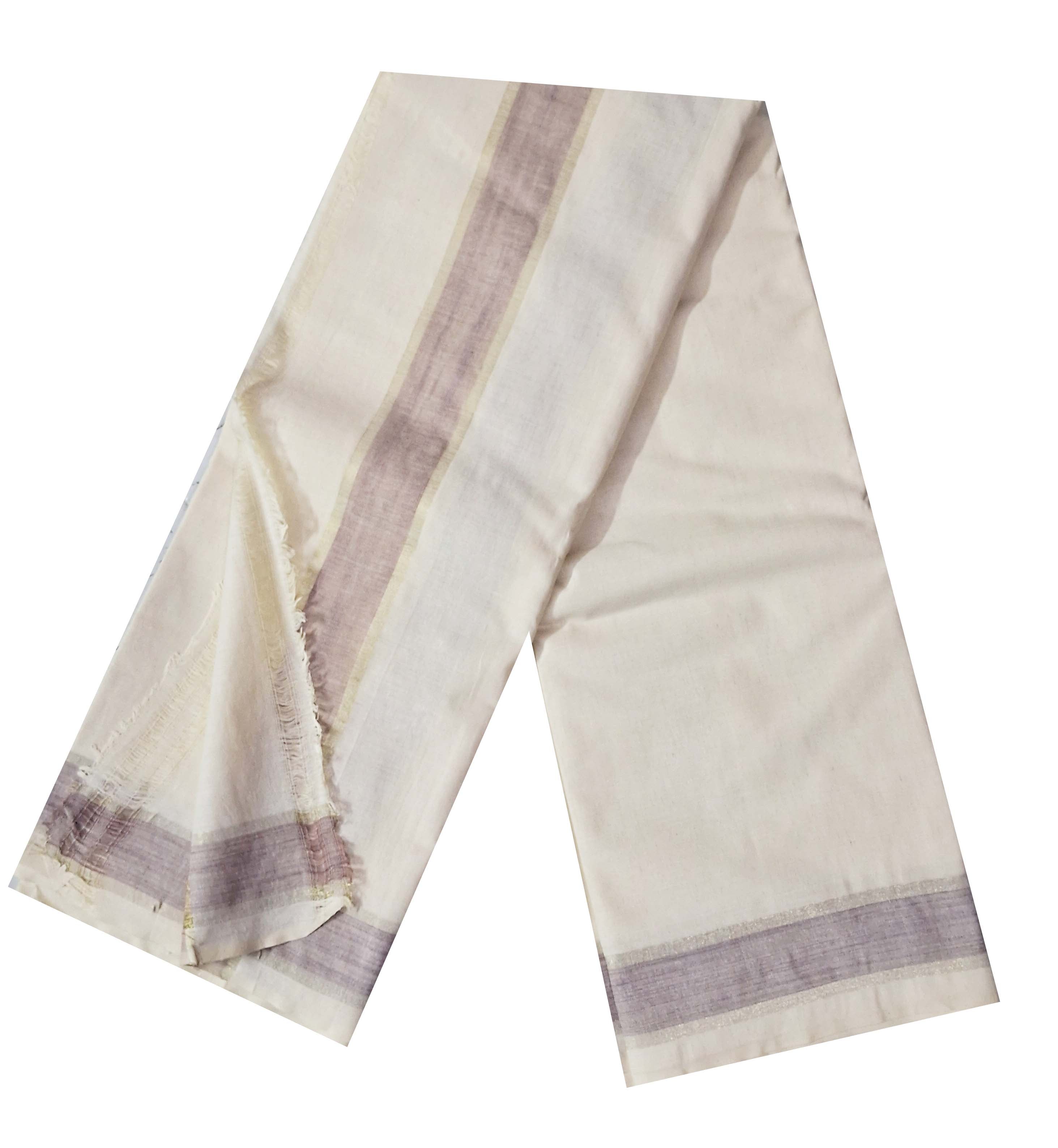 CREAM COLOUR COTTON DHOTI & ANGAVASTRA FOR MEN