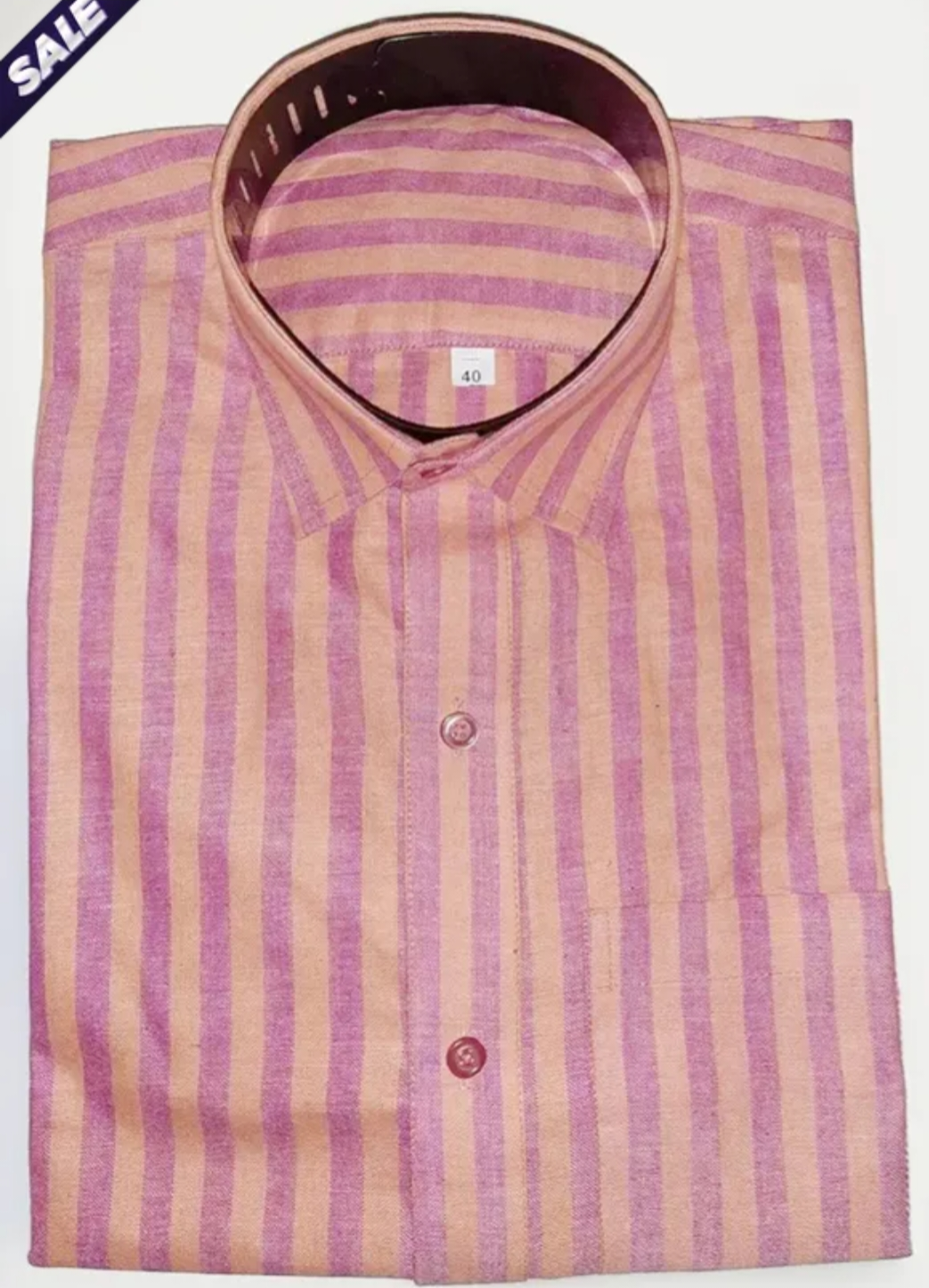 PINK & YELLOW COLOUR STRIPES READYMADE FULL SLEEVE SHIRT FOR MEN