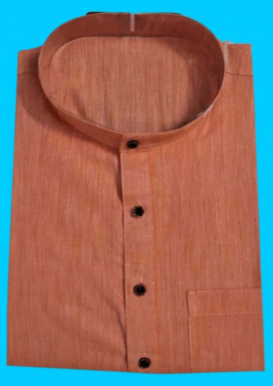 TERRACOTTA OR PEACH COLOUR PURE COTTON FULL SLEEVE KURTA FOR MEN